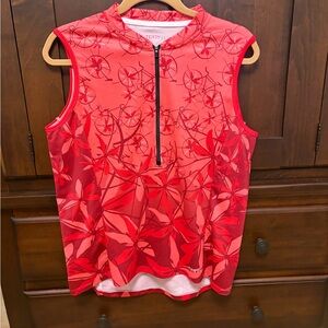 Terry Women's Red Floral Zip Tank Top